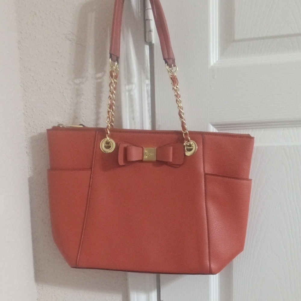 Jessica Simpson Terracotta Shoulder Bag with Gold Accents